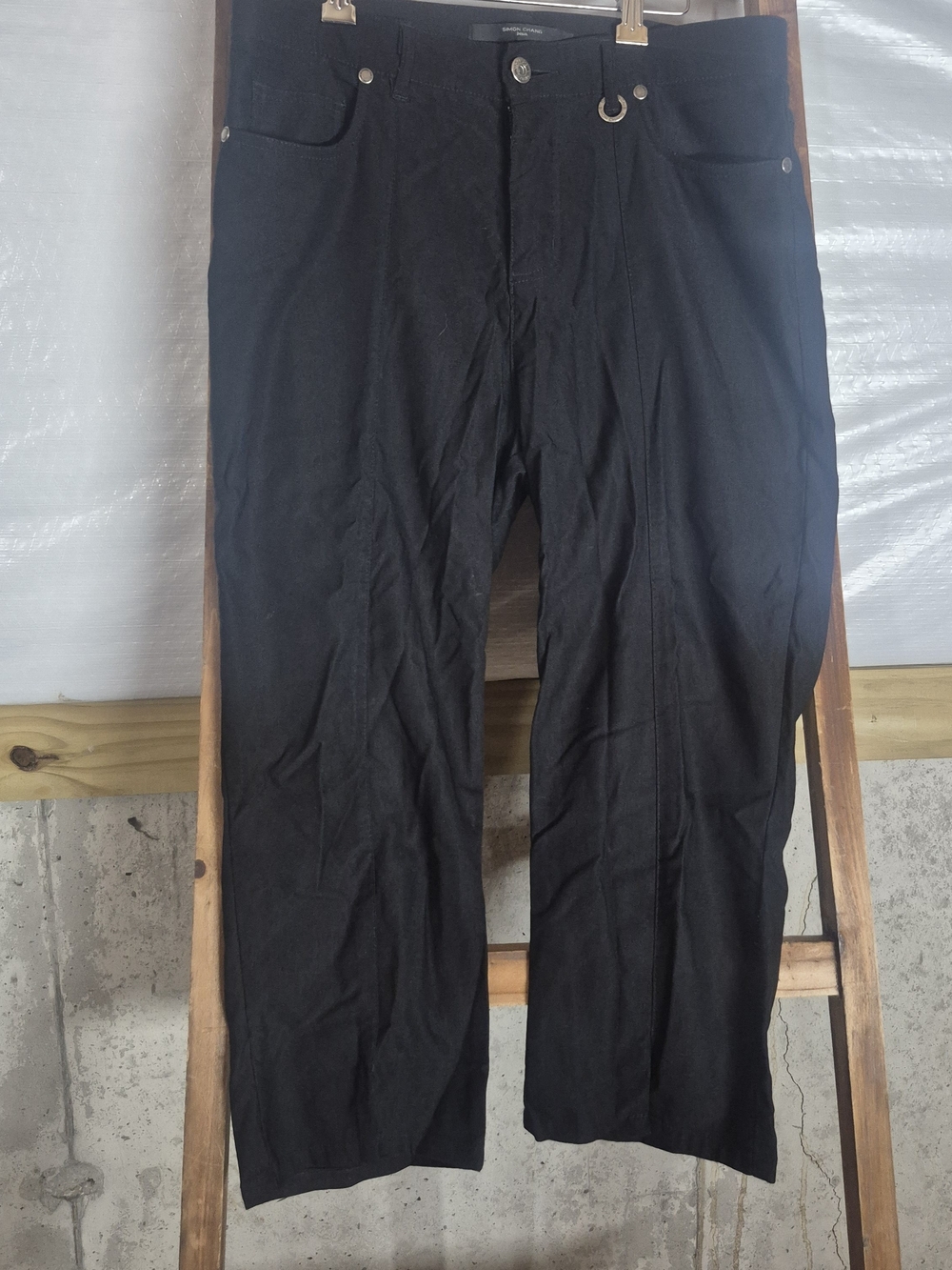 Simon Chang Black Straight-Leg Trousers